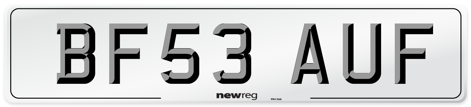 BF53 AUF Number Plate from New Reg